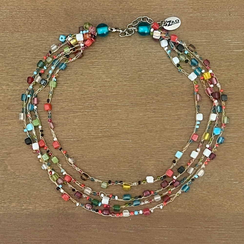 Pacific Coast Hand Beaded Necklace Choker Multi-Colored Beach Art